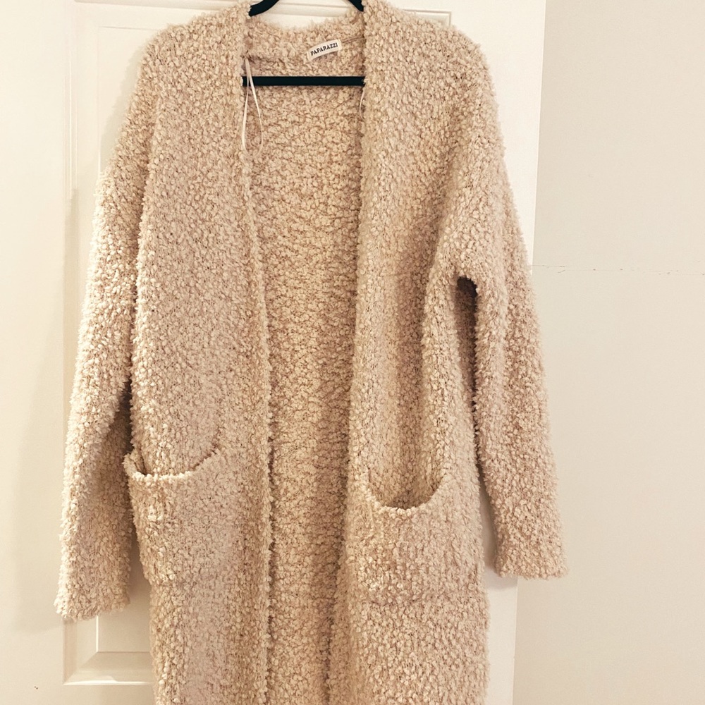 Brand new fuzzy cream cardigan
